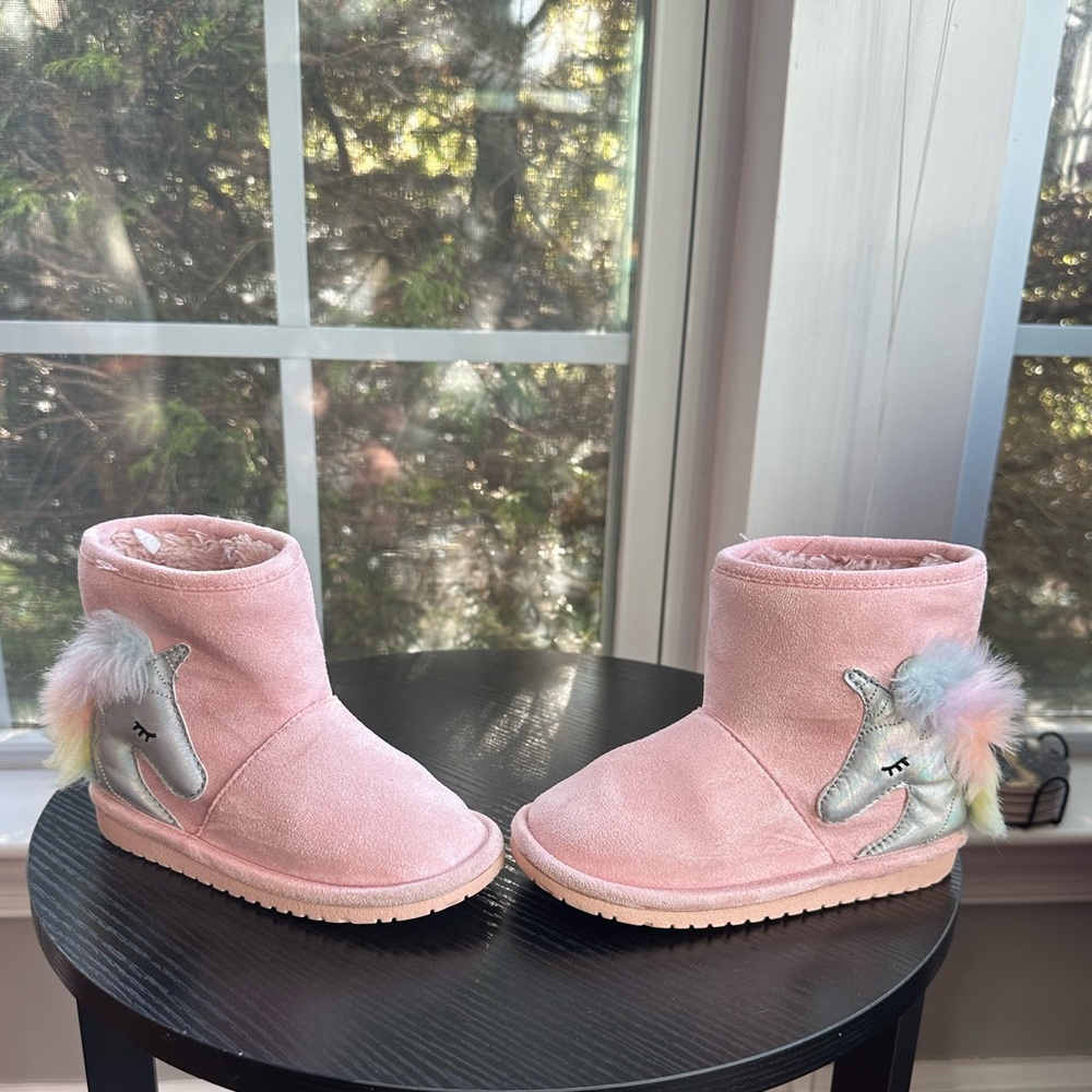 9T Children's Place Toddler Girls Unicorn Faux Suede Boots - Pink